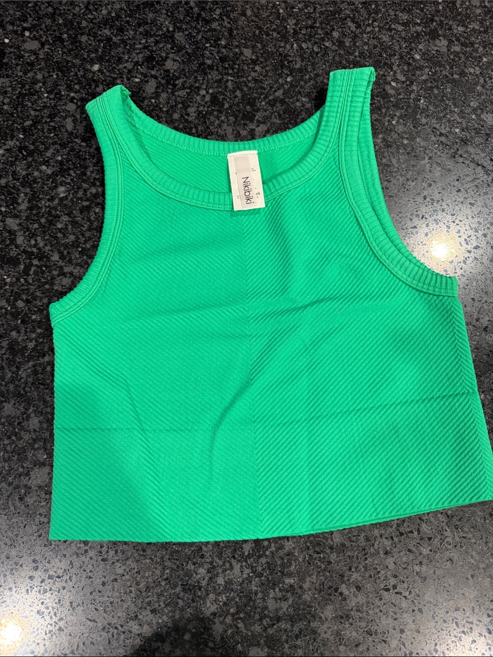 Nikibiki Bright Green Ribbed Crop Tank